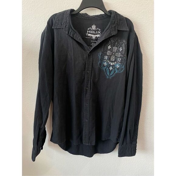 Y2K Mens Helix Button Down Shirt Size Xl - Picture 1 of 7